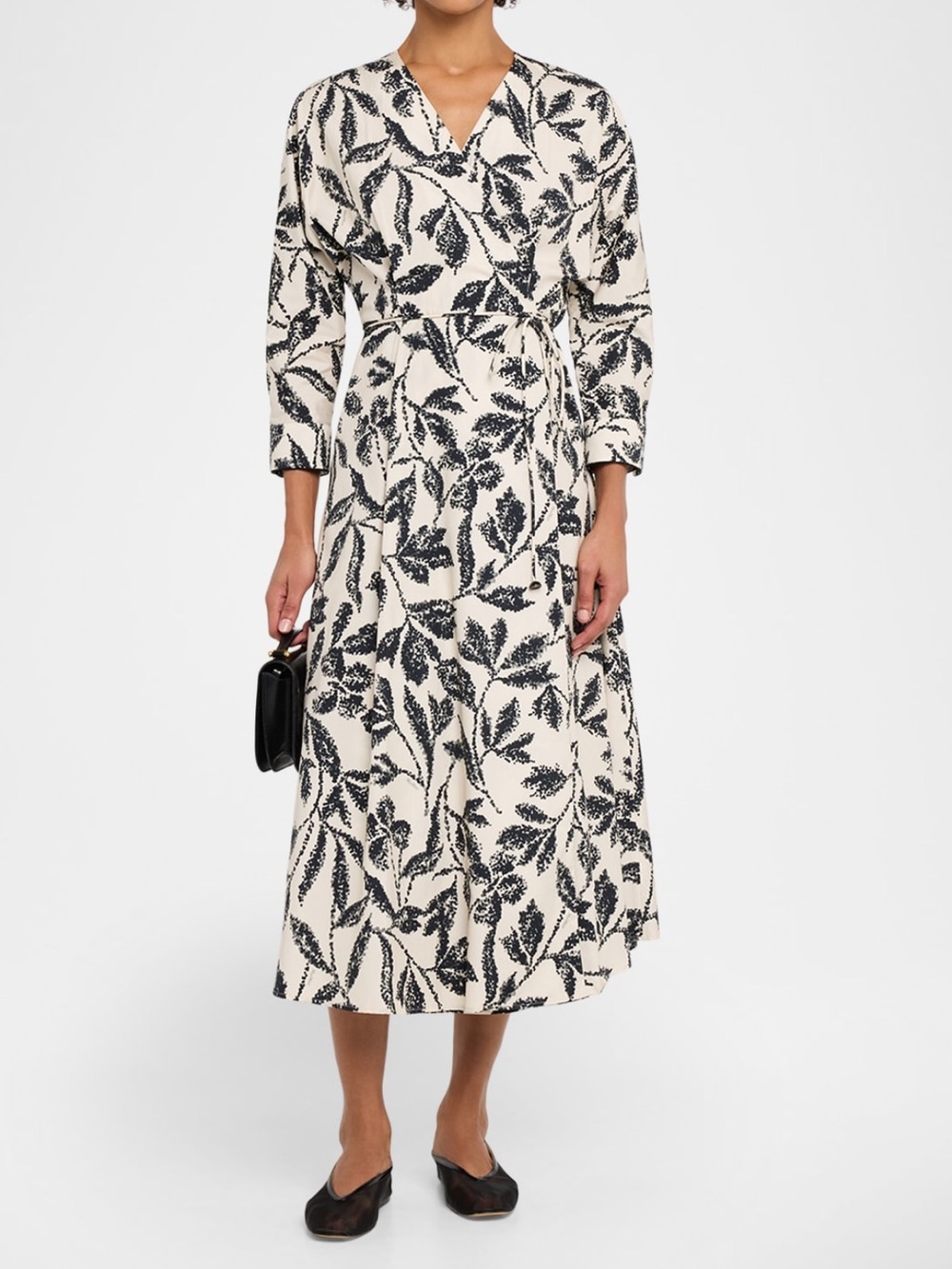 MaxMara floral print cotton poplin wrap dress US8